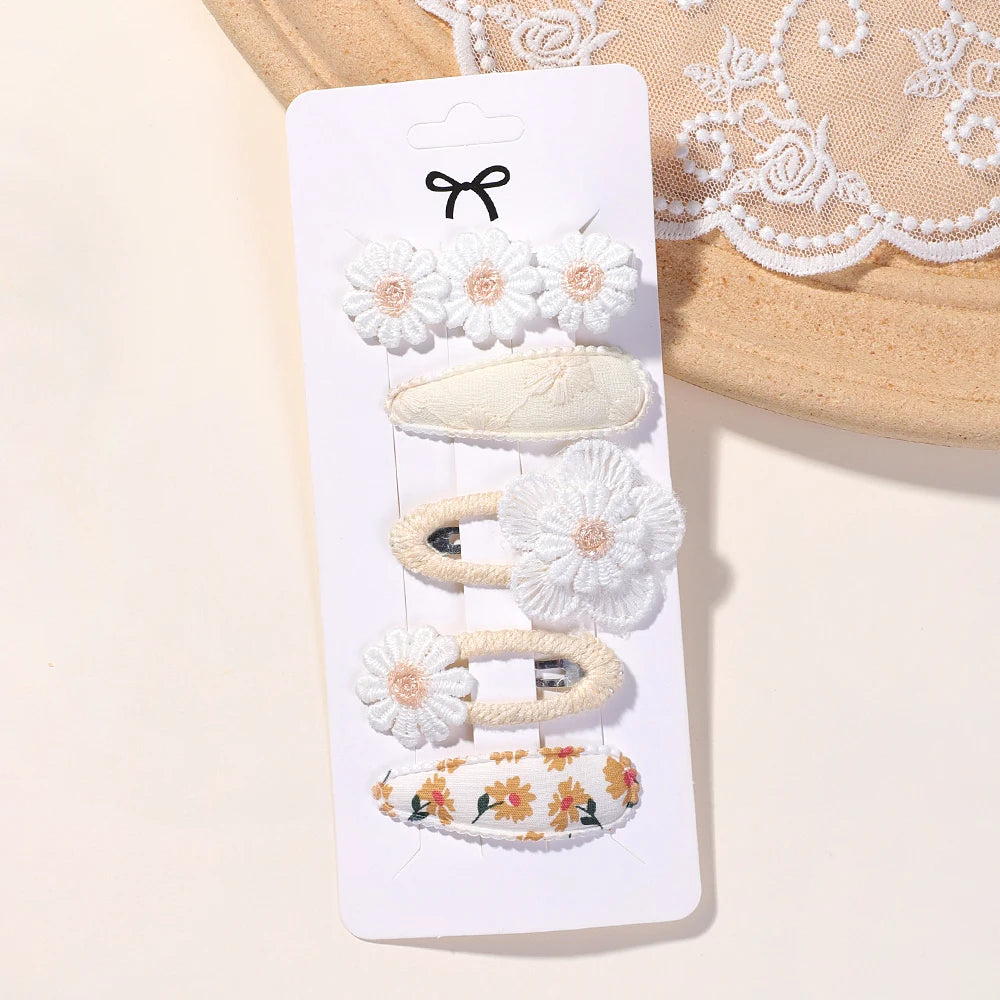 Kidslands® | Lot de 5 Barrettes – Pinces à Cheveux Enfant Motif Fleuri & Tendance