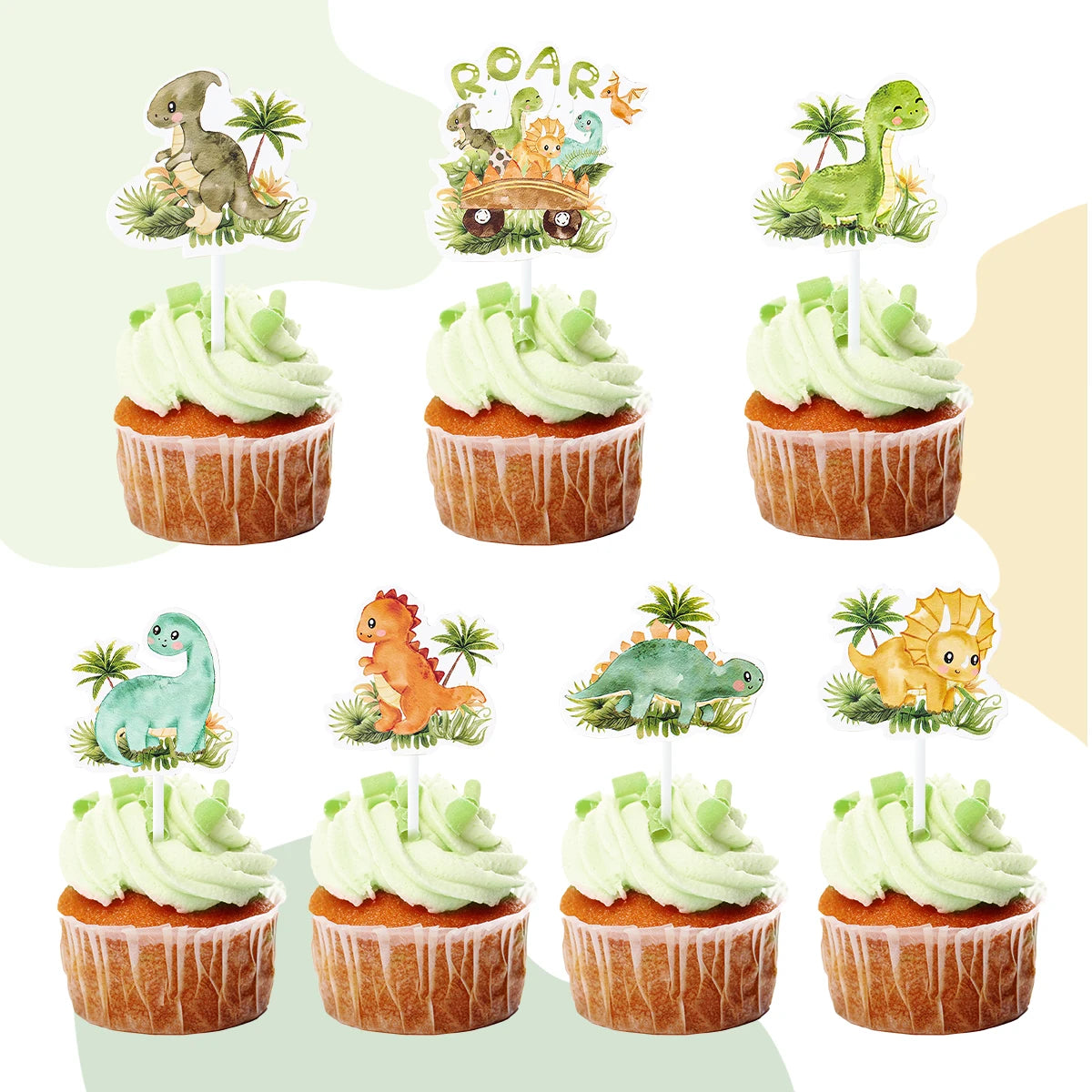 Kidslands® – Lot de 16 Cake Toppers Dinosaure - Décorations Gâteaux Cupcakes - Anniversaire