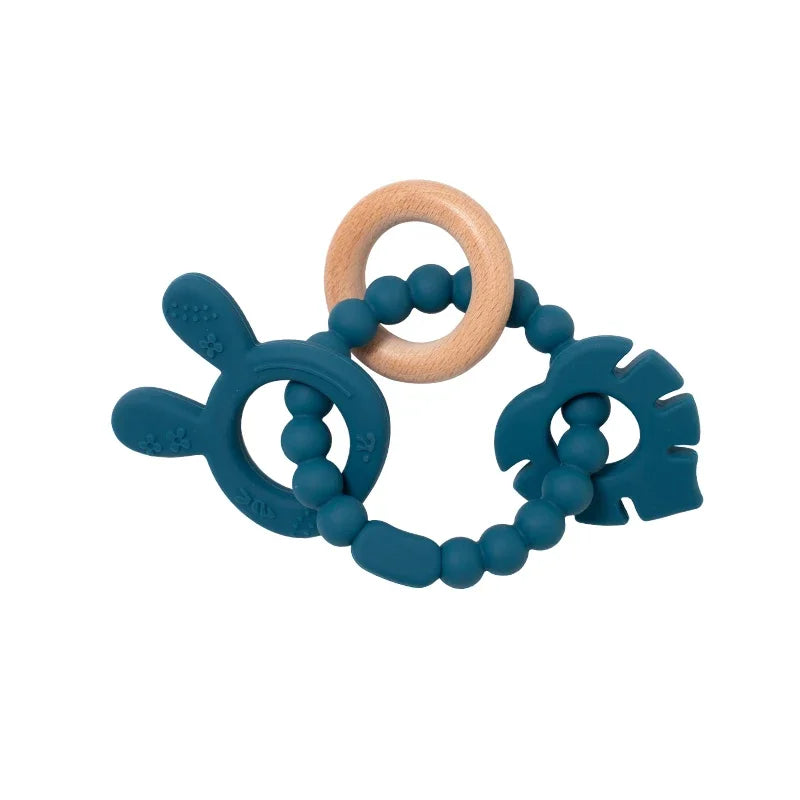 Kidslands® | Anneau de dentition sensoriel en bois & silicone - sans BPA