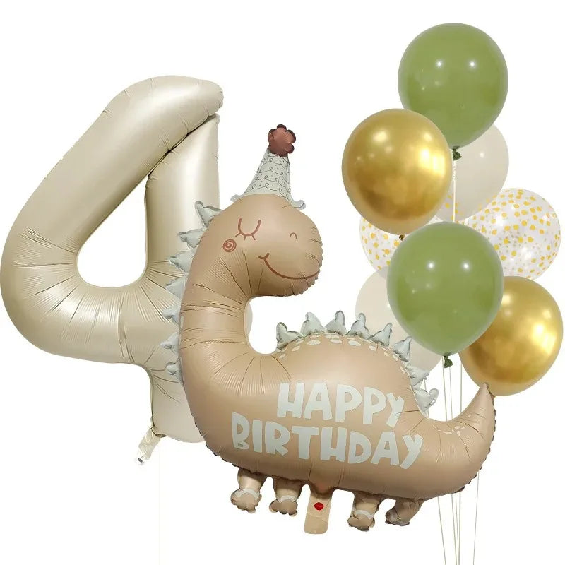 Kidslands® – Set Ballons Dinosaure + Chiffres Aluminium Décoration Anniversaire Enfant - Thème Dino - Fête Préhistorique