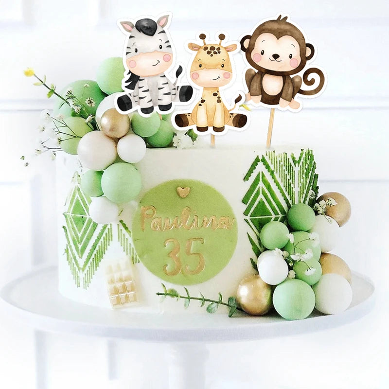 Kidslands® | Lot de 24 Cake Toppers Animaux Jungle – Décorations Gâteau Safari Enfant | Anniversaire Thème Wild One & Baby Shower
