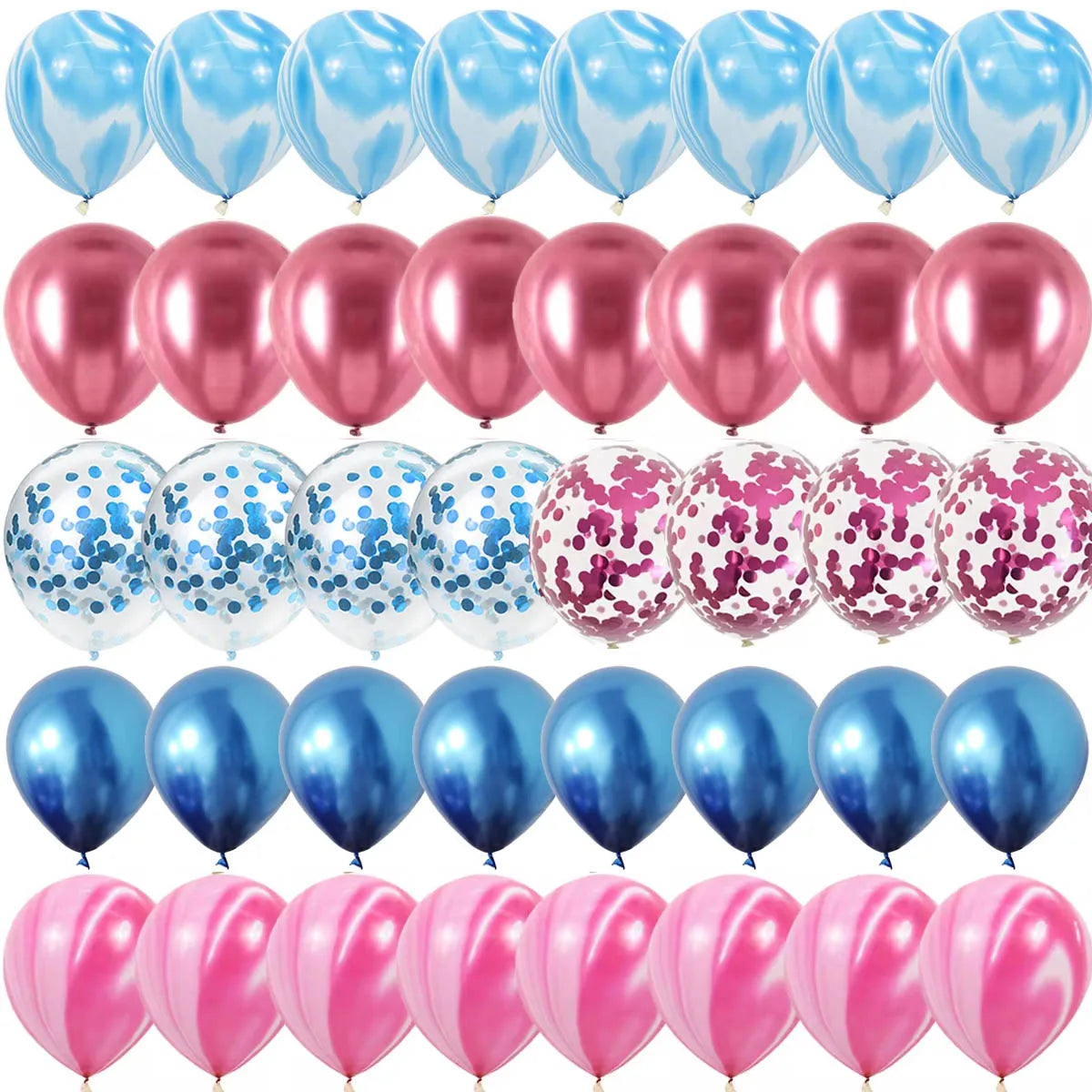 Kidslands® – Ballons Gender Reveal Rose & Bleu | Ballon Confettis Métallisés nacrés Baby Shower Fille ou Garçon