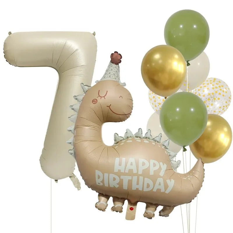 Kidslands® – Set Ballons Dinosaure + Chiffres Aluminium Décoration Anniversaire Enfant - Thème Dino - Fête Préhistorique