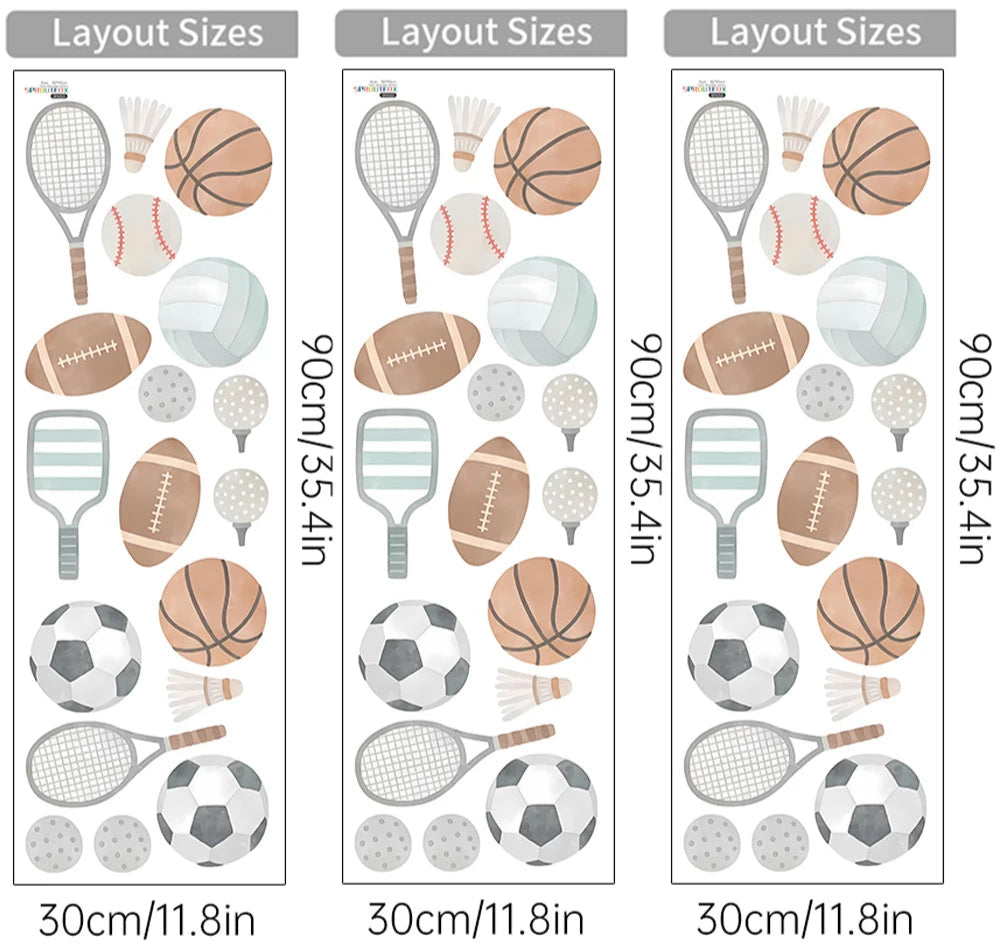 Kidslands® | Stickers Muraux Sport Enfant – Motifs Foot, Tennis, Basket, Rugby.. | Déco Murale Chambre