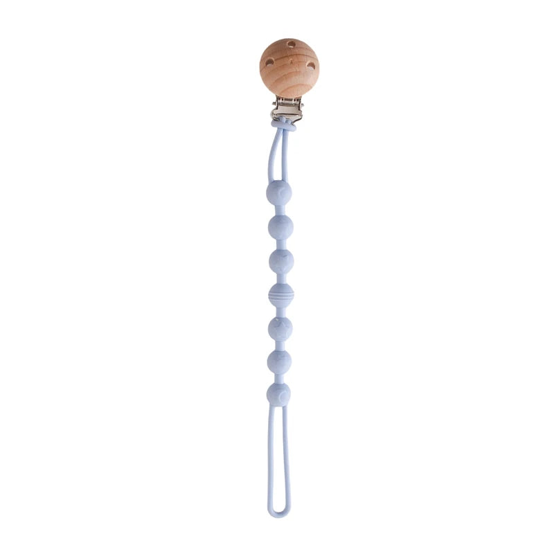 Kidslands® | Attache-tétine bois et perles de dentition – Clip sucette en bois de hêtre