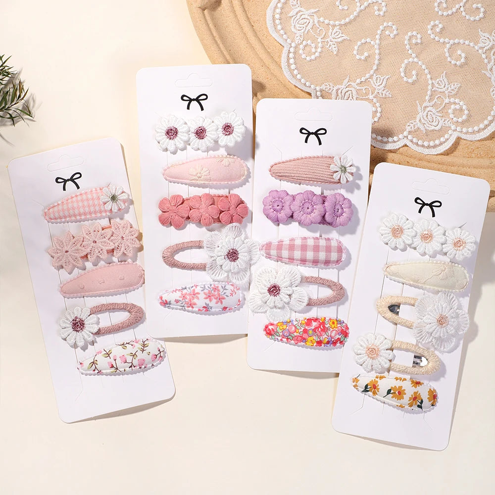 Kidslands® | Lot de 5 Barrettes – Pinces à Cheveux Enfant Motif Fleuri & Tendance