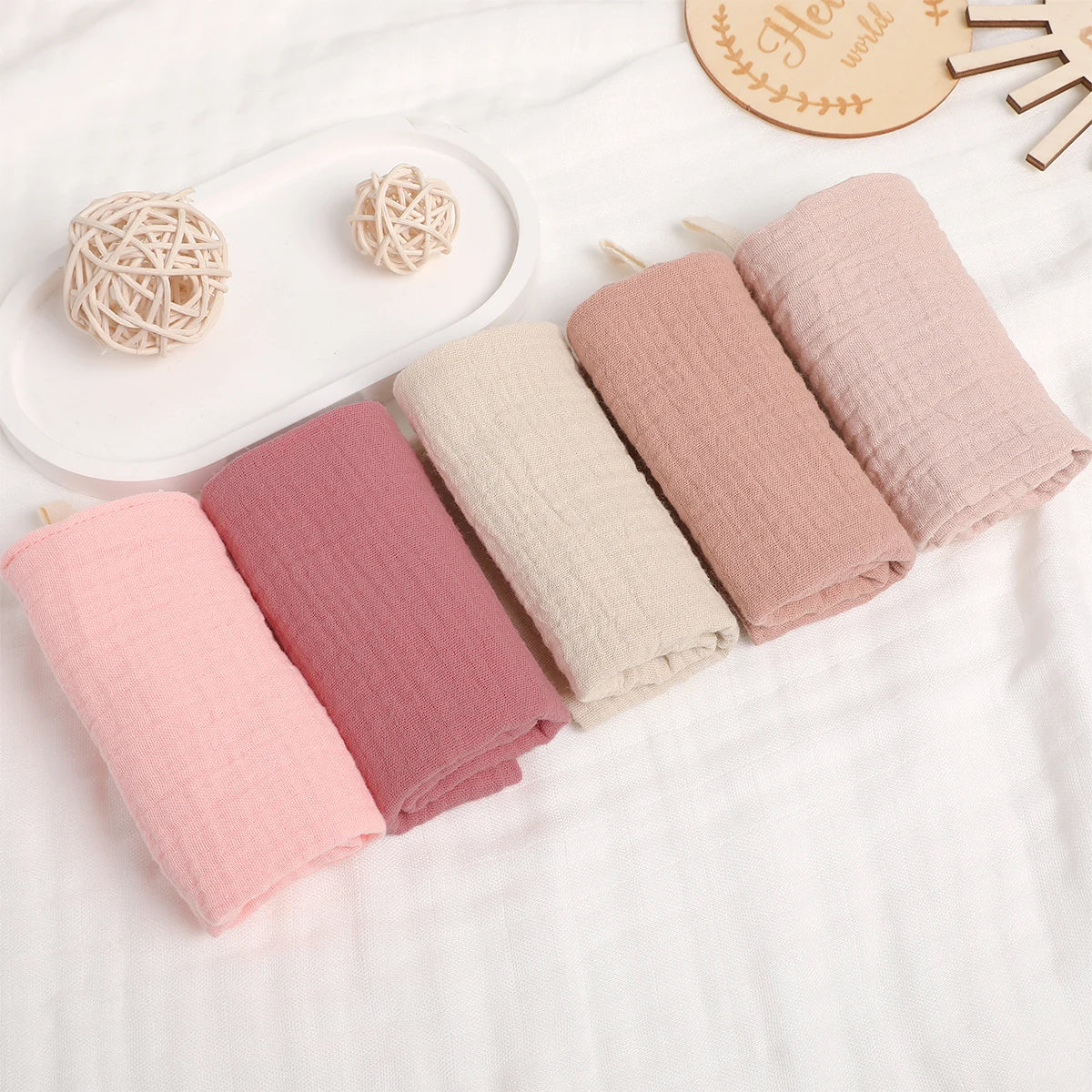 Kidslands® - Bébé - Lot de 5 carrés en Gaze de Coton | Douces, Absorbantes & Réutilisables