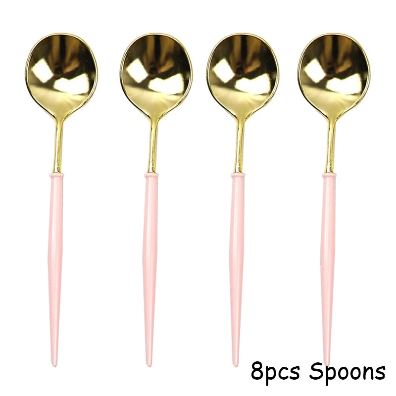 Kidslands® – Set Vaisselle Jetable Rose & Doré | Assiettes, Gobelets, Serviettes & Pailles pour Baby Shower ou Anniversaire