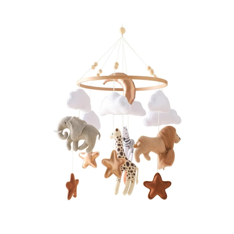Kidslands® – Mobile Bébé en Bois et Feutrine - Montgolfière Douce – Décoration Apaisante pour Lit ou Berceau