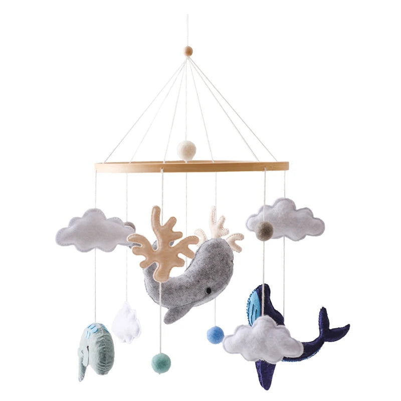 Kidslands® – Mobile Bébé en Bois et Feutrine - Montgolfière Douce – Décoration Apaisante pour Lit ou Berceau