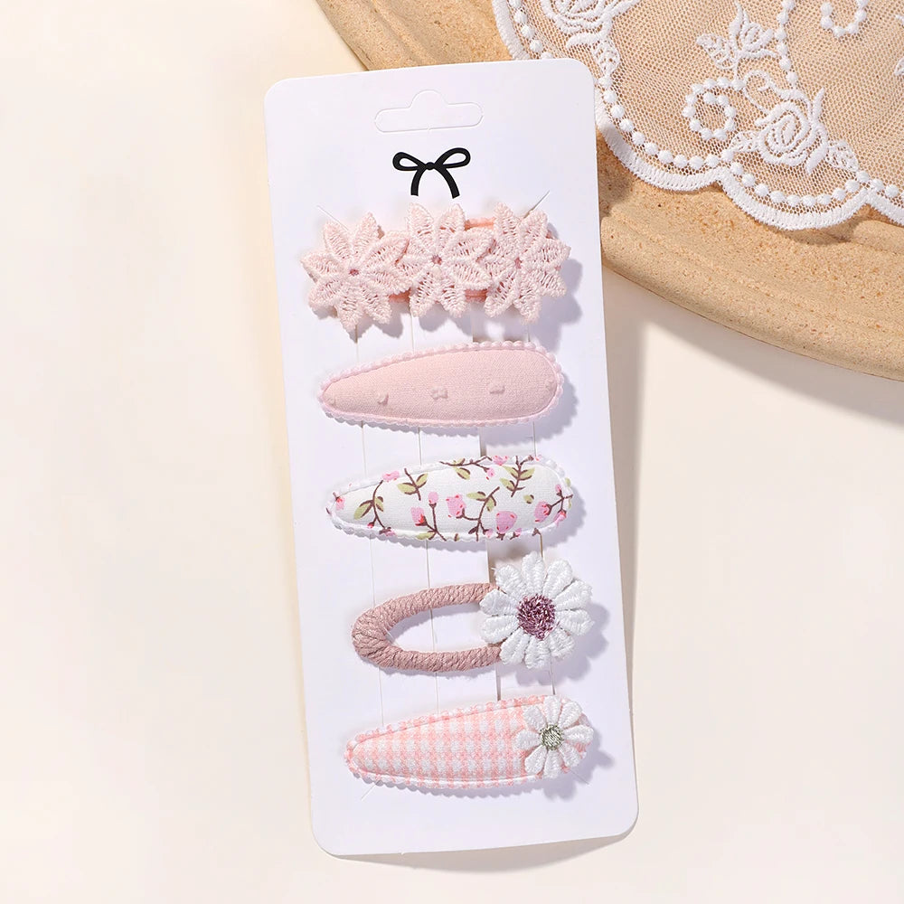 Kidslands® | Lot de 5 Barrettes – Pinces à Cheveux Enfant Motif Fleuri & Tendance