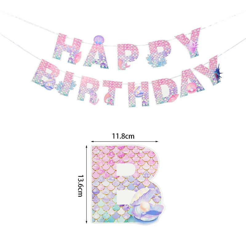 Kidslands® | Kit Vaisselle Jetable Sirène – Thème Océan Assiettes, Gobelets, Serviettes & Décorations