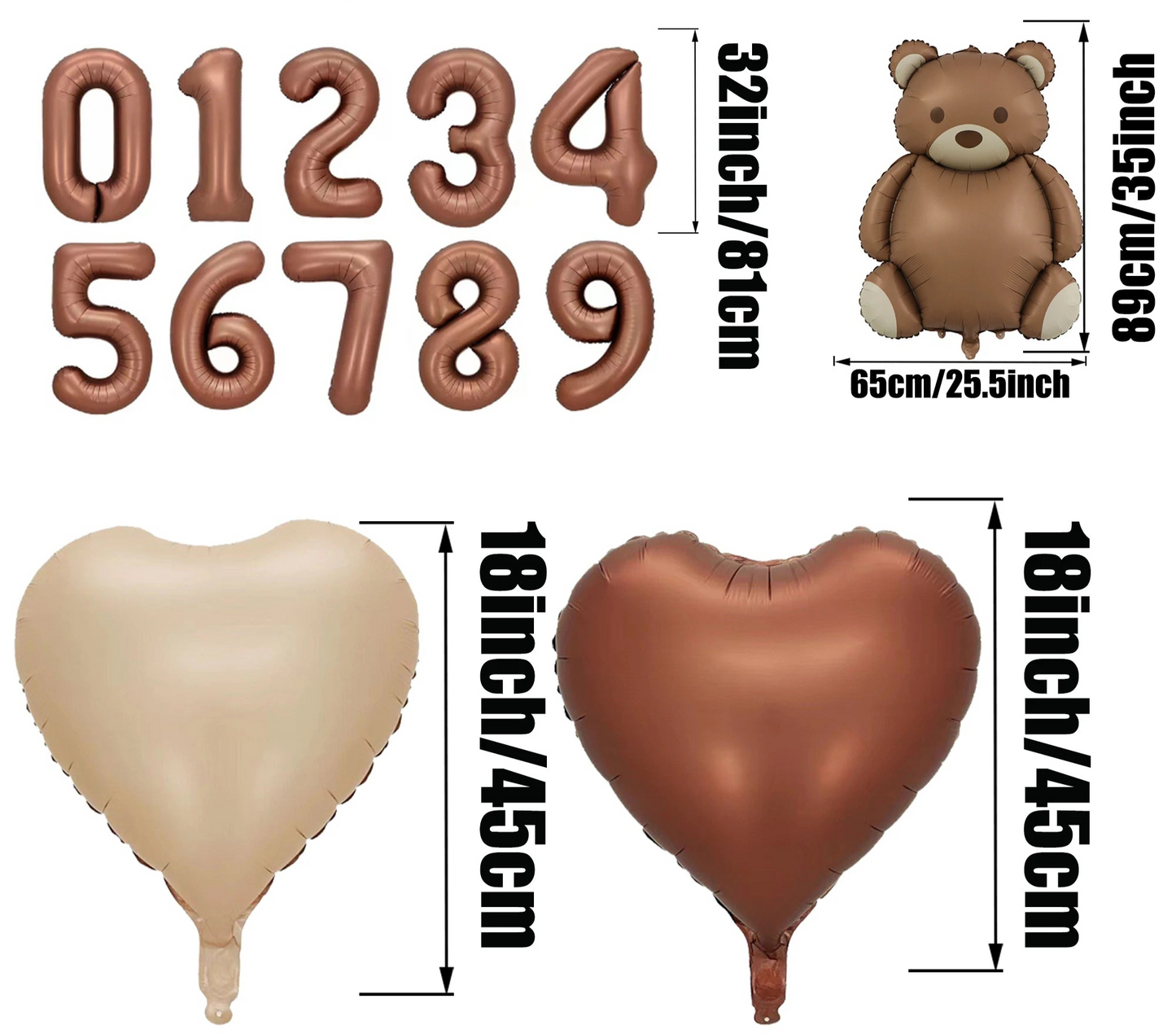 Kidslands® | Kit Ballons Anniversaire Ourson & Chiffres – Décoration anniversaire - marron