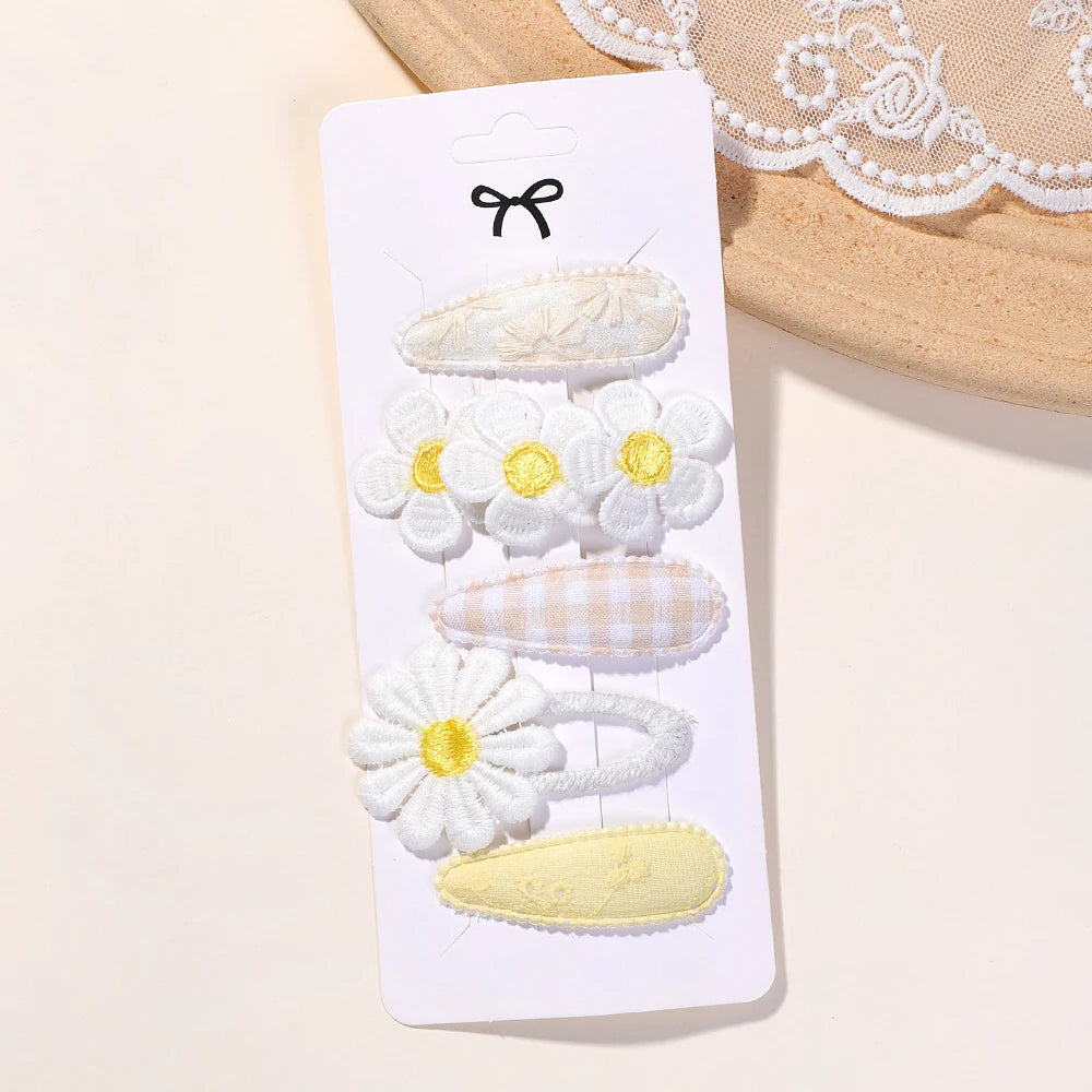 Kidslands® | Lot de 5 Barrettes – Pinces à Cheveux Enfant Motif Fleuri & Tendance