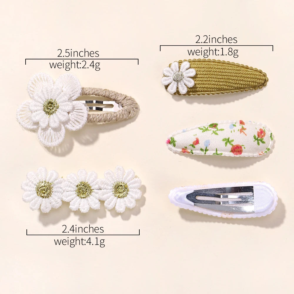 Kidslands® | Lot de 5 Barrettes – Pinces à Cheveux Enfant Motif Fleuri & Tendance