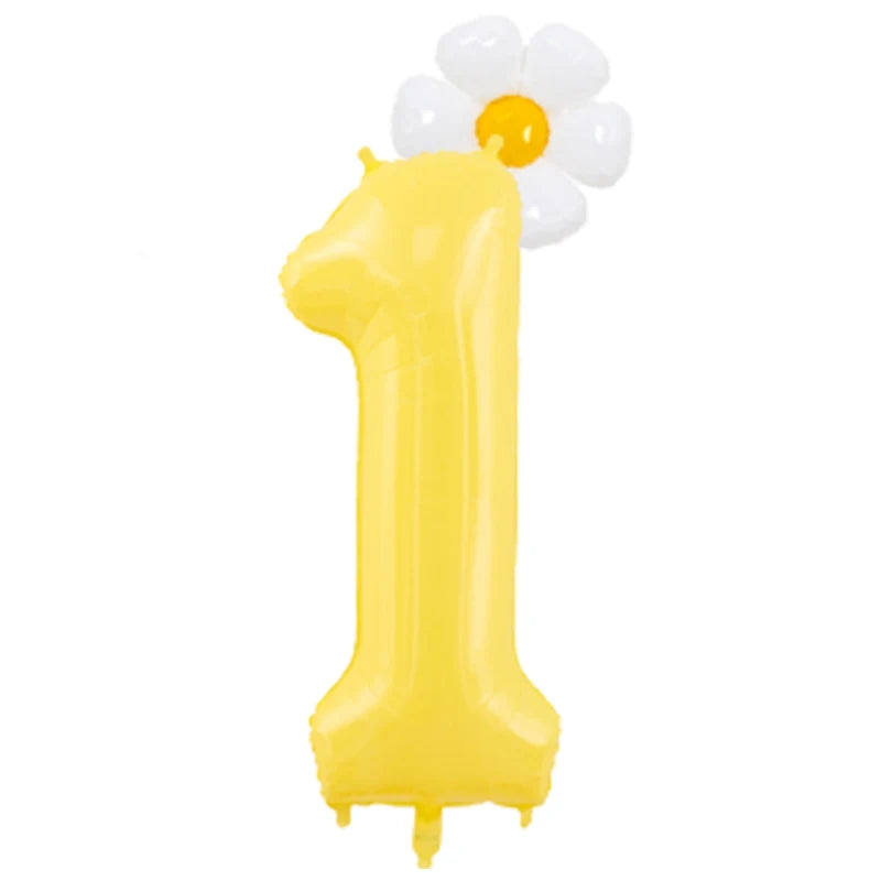 Kidslands® - Lot 2 Ballons Marguerite + Chiffre 100cm – Décoration Anniversaire Enfant, Baby Shower, Fête Florale