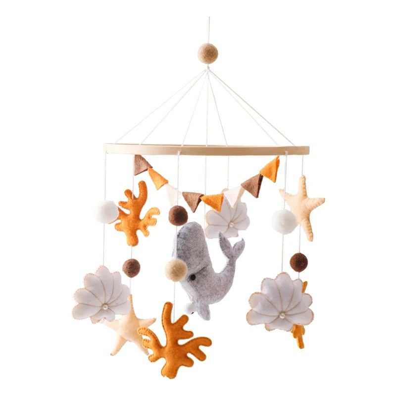 Kidslands® – Mobile Bébé en Bois et Feutrine - Montgolfière Douce – Décoration Apaisante pour Lit ou Berceau
