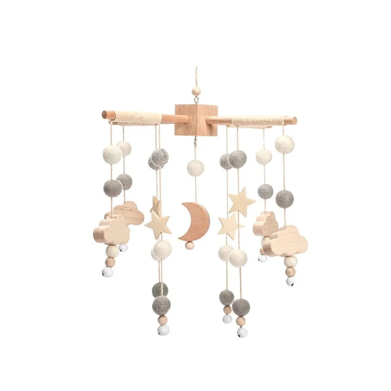 Kidslands® – Mobile Bébé en Bois et Feutrine - Montgolfière Douce – Décoration Apaisante pour Lit ou Berceau