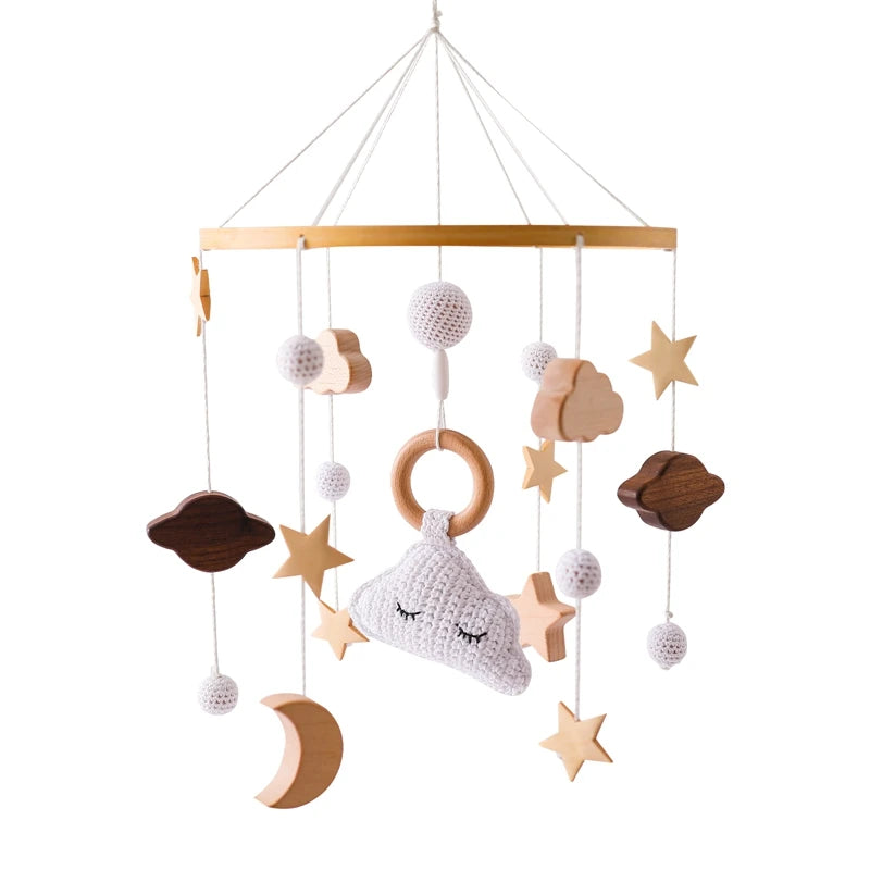 Kidslands® – Mobile Bébé en Bois et Feutrine - Montgolfière Douce – Décoration Apaisante pour Lit ou Berceau
