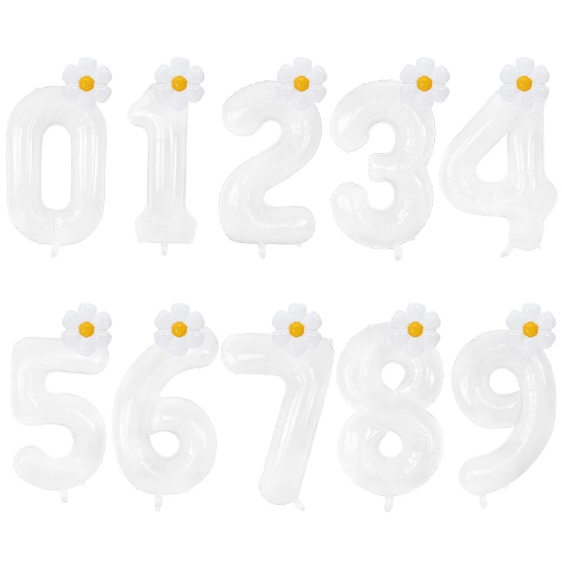 Kidslands® - Ballon Marguerite + Chiffre 100cm – Set Ballons Anniversaire Enfant, Déco Florale Pastel