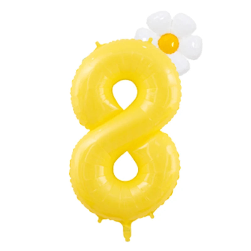 Kidslands® - Lot 2 Ballons Marguerite + Chiffre 100cm – Décoration Anniversaire Enfant, Baby Shower, Fête Florale