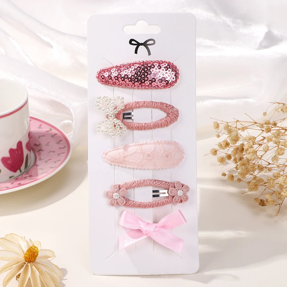 Kidslands® | Lot de 5 Barrettes – Pinces à Cheveux Enfant Motif Fleuri & Tendance