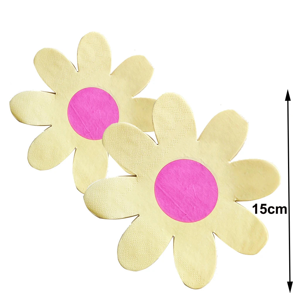 Kidslands® - Serviettes en Papier Marguerite 20 à 60pcs – Décoration Anniversaire, Baby Shower & Fêtes Bohèmes