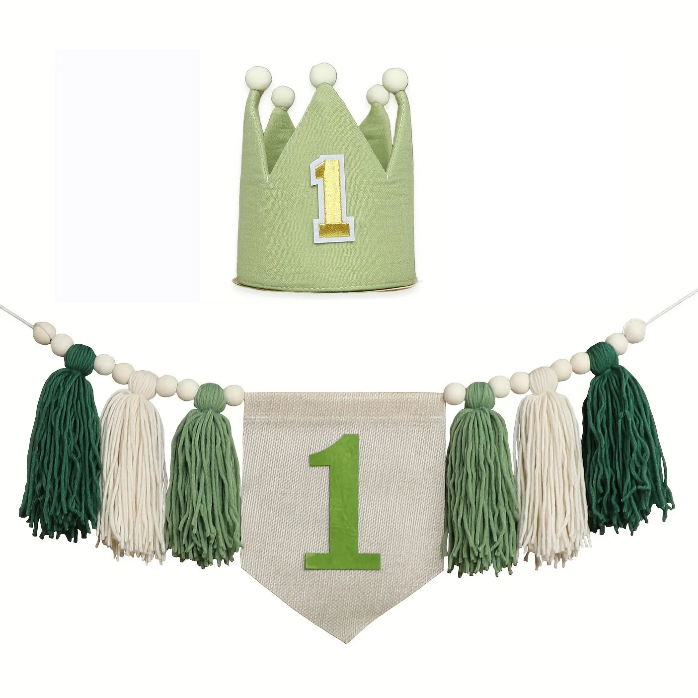 Kidslands® | Kit décoration - Guirlande “1st Birthday” + Couronne - Bohème – Déco Chaise Haute & Chambre Bébé