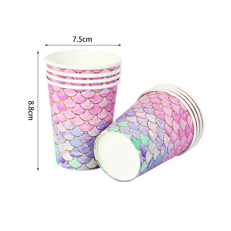 Kidslands® | Kit Vaisselle Jetable Sirène – Thème Océan Assiettes, Gobelets, Serviettes & Décorations