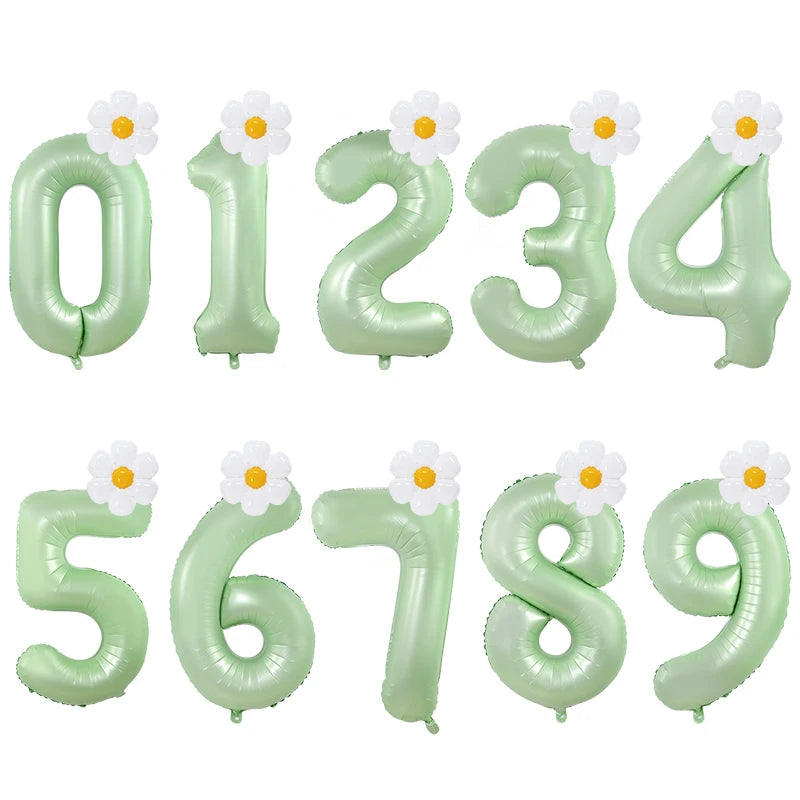 Kidslands® - Ballon Marguerite + Chiffre 100cm – Set Ballons Anniversaire Enfant, Déco Florale Pastel