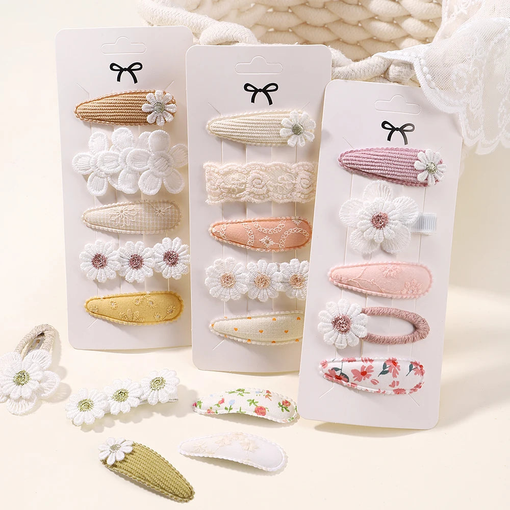 Kidslands® | Lot de 5 Barrettes – Pinces à Cheveux Enfant Motif Fleuri & Tendance