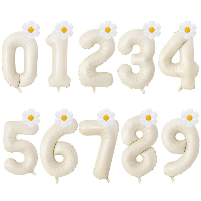 Kidslands® - Ballon Marguerite + Chiffre 100cm – Set Ballons Anniversaire Enfant, Déco Florale Pastel