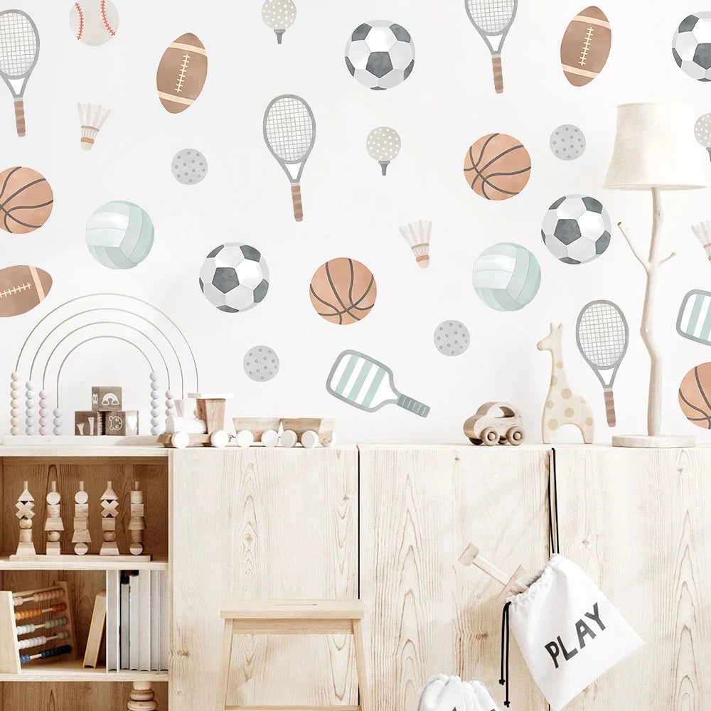 Kidslands® | Stickers Muraux Sport Enfant – Motifs Foot, Tennis, Basket, Rugby.. | Déco Murale Chambre