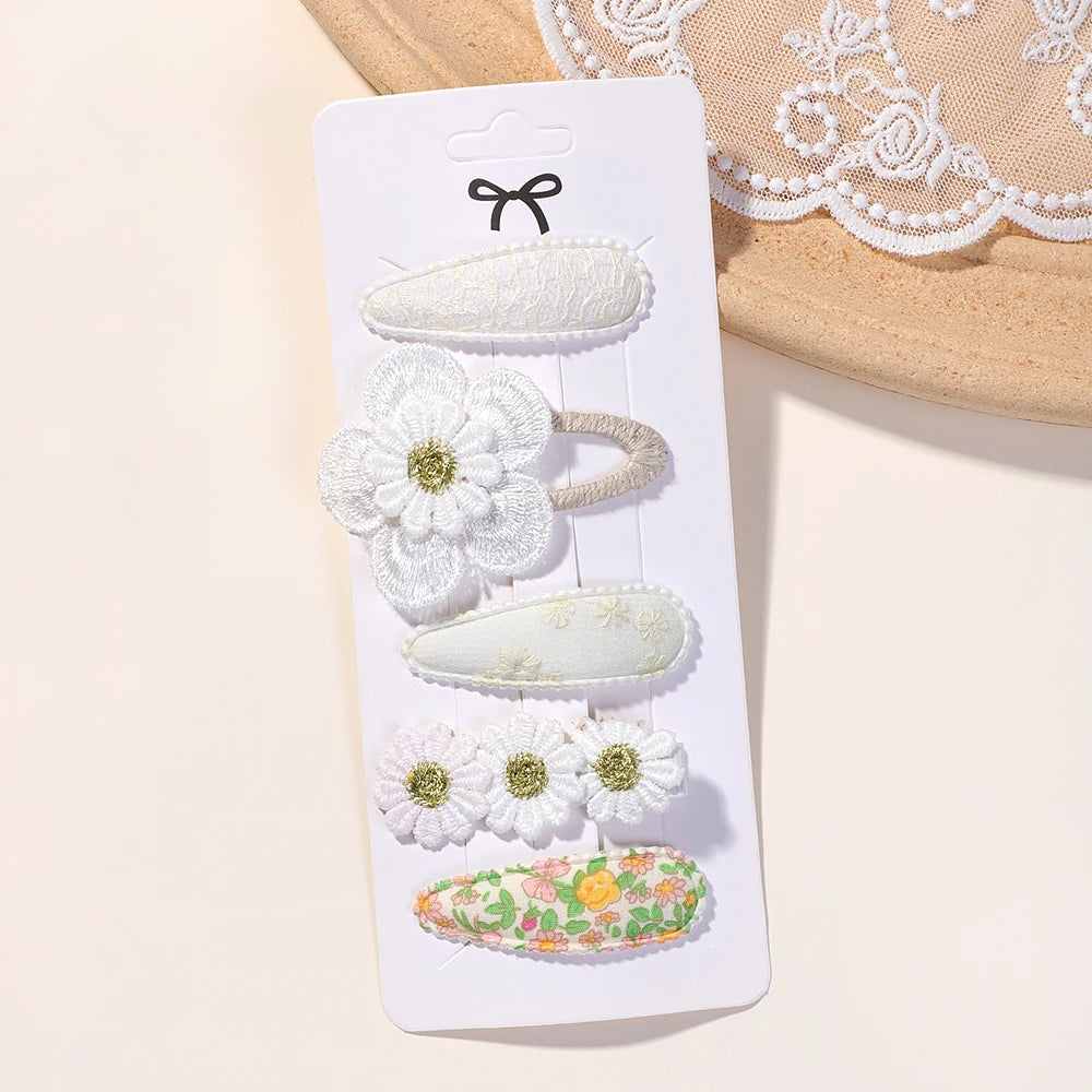 Kidslands® | Lot de 5 Barrettes – Pinces à Cheveux Enfant Motif Fleuri & Tendance
