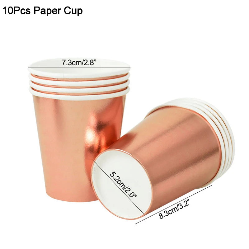 Kidslands® - Set Vaisselle Jetable Rose Gold | Anniversaire Enfant - Baby shower & Gender Reveal