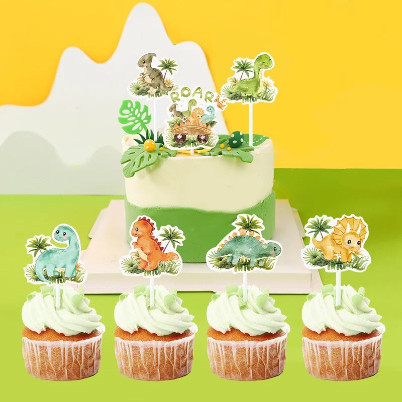 Kidslands® – Lot de 16 Cake Toppers Dinosaure - Décorations Gâteaux Cupcakes - Anniversaire