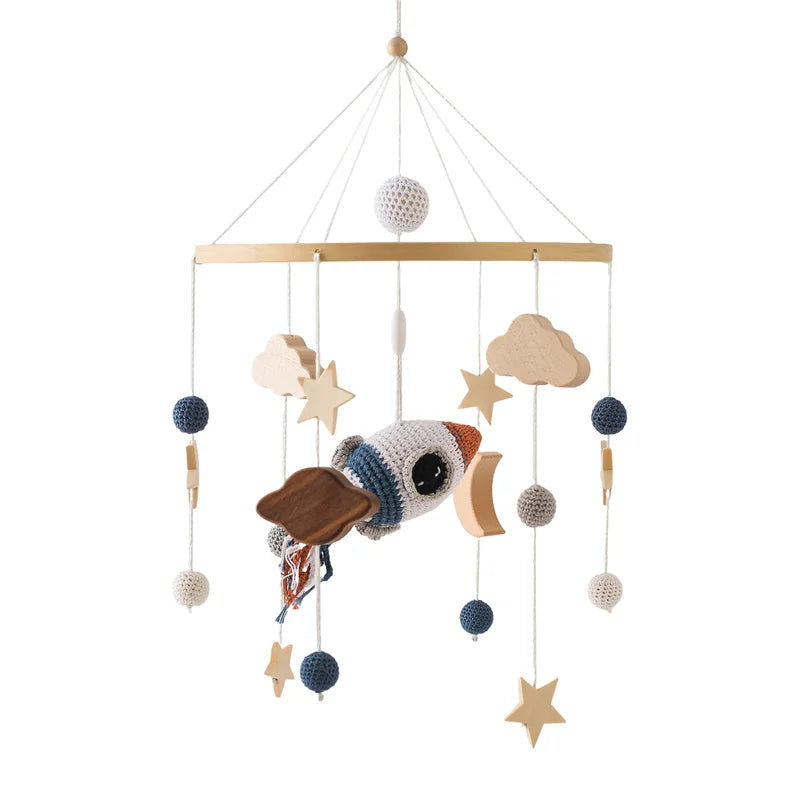 Kidslands® – Mobile Bébé en Bois et Feutrine - Montgolfière Douce – Décoration Apaisante pour Lit ou Berceau