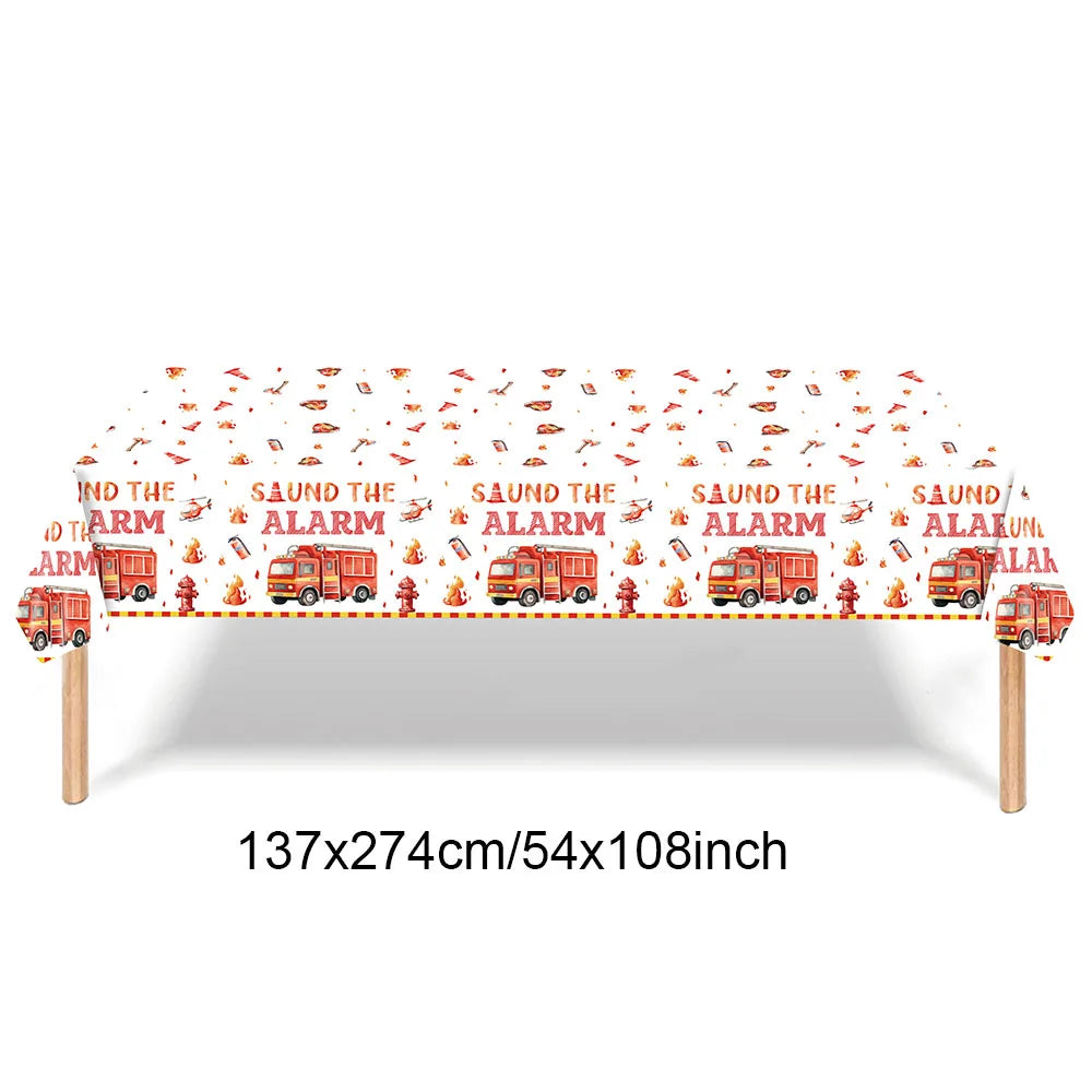 Kidslands® – Vaisselle Jetable Thème Camion de Pompier Assiettes, Gobelets, Couverts, Serviettes pour Fête d’Anniversaire Enfant