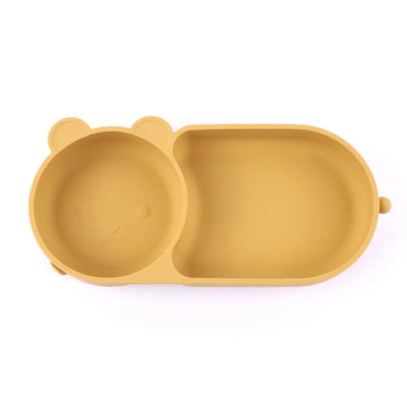 Kidslands® | Bol Bébé en Silicone avec Double Ventouse – Design Ours - Sans BPA
