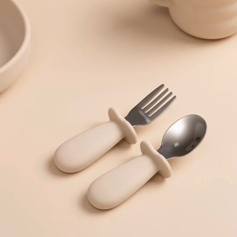 Kidslands® | Set de Couverts Bébé en Acier Inoxydable – Cuillère & Fourchette