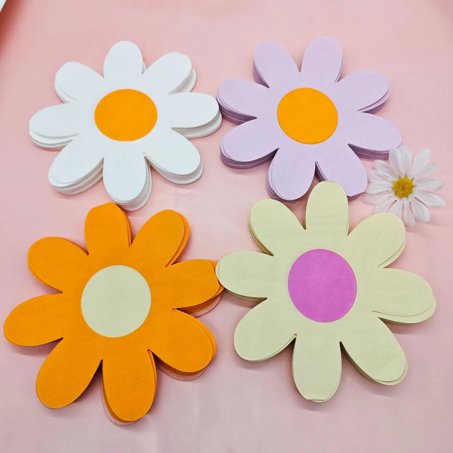 Kidslands® - Serviettes en Papier Marguerite 20 à 60pcs – Décoration Anniversaire, Baby Shower & Fêtes Bohèmes