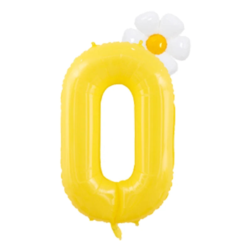 Kidslands® - Lot 2 Ballons Marguerite + Chiffre 100cm – Décoration Anniversaire Enfant, Baby Shower, Fête Florale