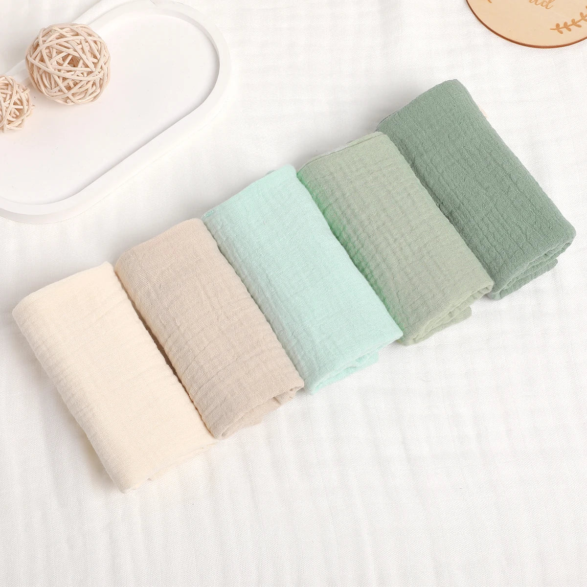 Kidslands® - Bébé - Lot de 5 carrés en Gaze de Coton | Douces, Absorbantes & Réutilisables