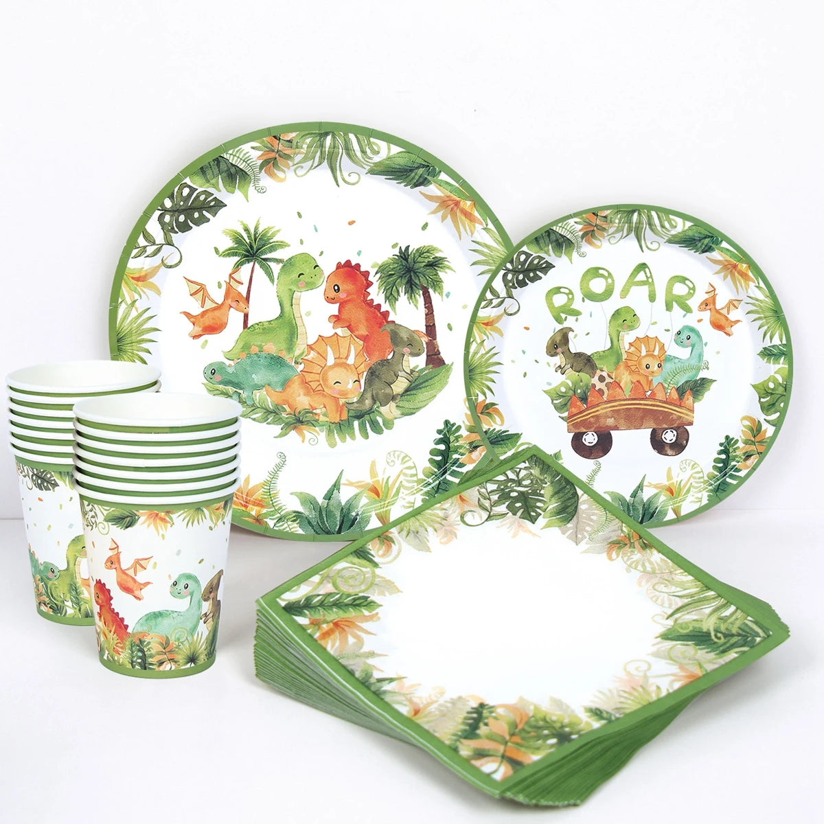 Kidslands® | Kit Vaisselle Jetable Thème Dinosaure - Anniversaire enfants - Cupcakes Dino Party