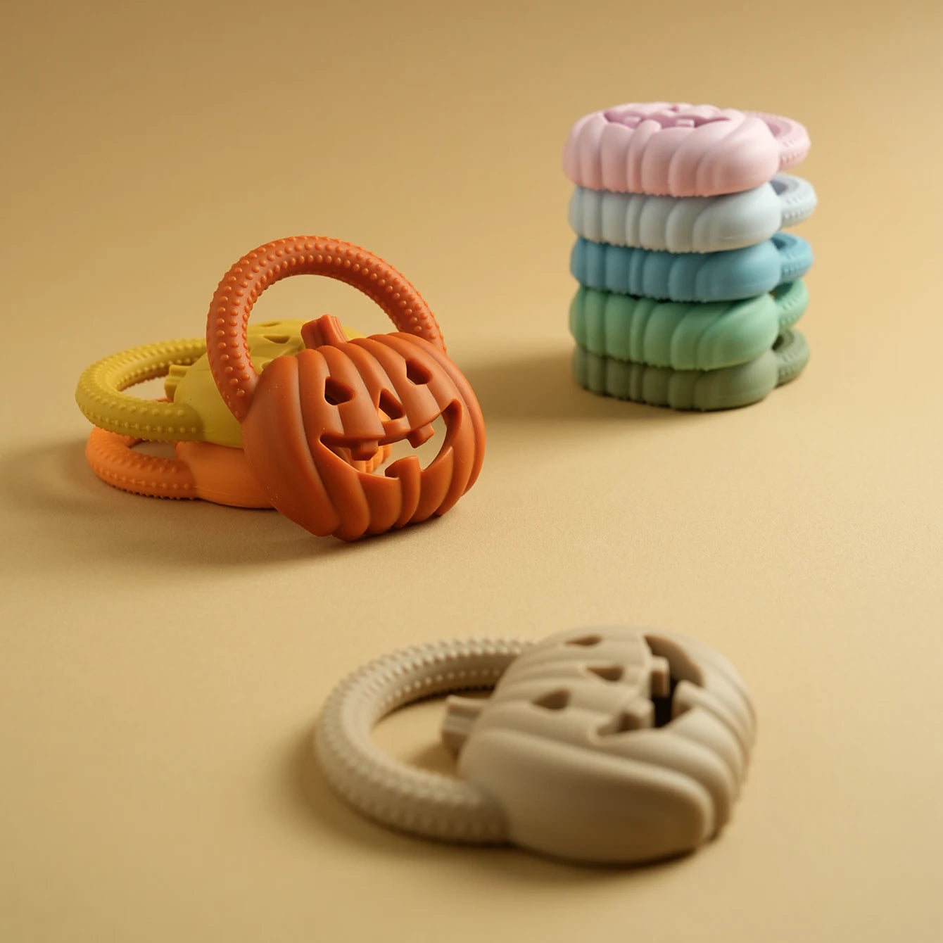 Kidslands® | Anneau de Dentition Silicone Bébé Citrouille – Jouet Sensoriel à Mâcher