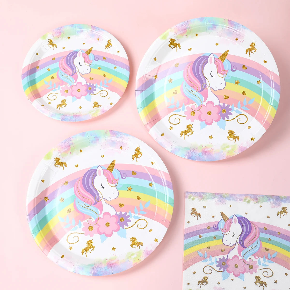 Kidslands® – Lot 40pcs Vaisselle Jetable Thème Licorne - Anniversaire, Fêtes à Thème Arc-en-ciel