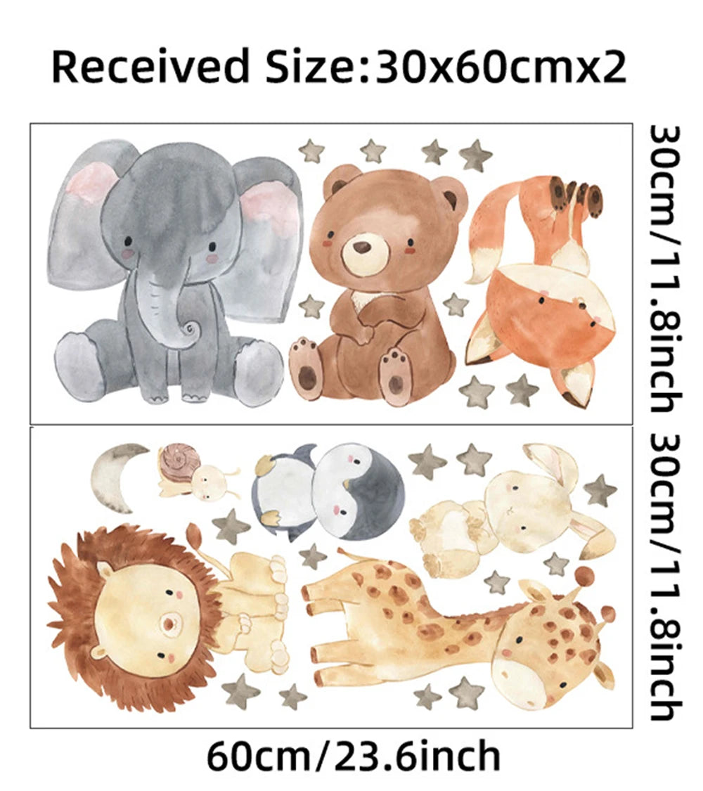 Kidslands® | Stickers Muraux Animaux Aquarelle – Décoration ludique pour Chambre Bébé & Enfant