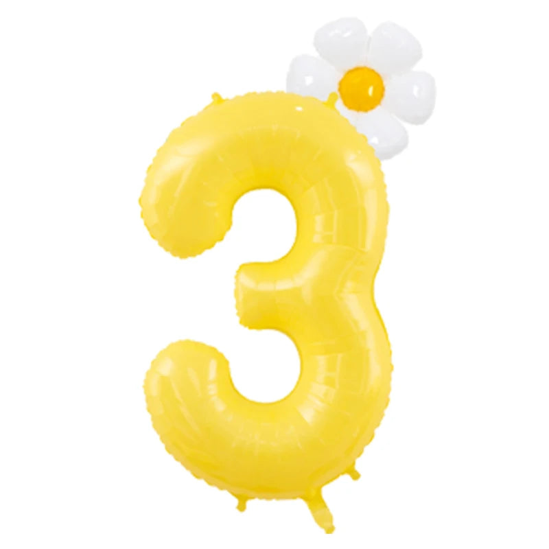 Kidslands® - Lot 2 Ballons Marguerite + Chiffre 100cm – Décoration Anniversaire Enfant, Baby Shower, Fête Florale
