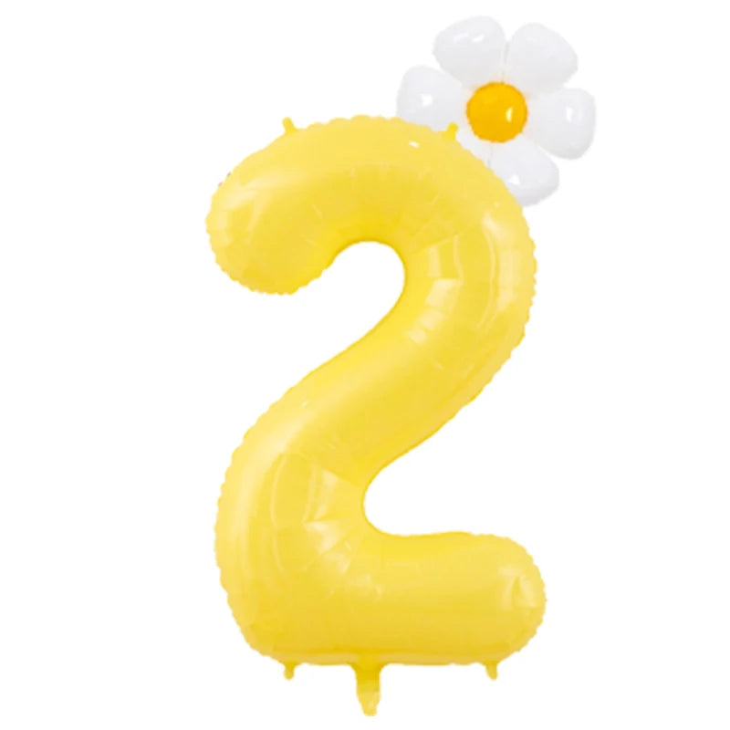 Kidslands® - Lot 2 Ballons Marguerite + Chiffre 100cm – Décoration Anniversaire Enfant, Baby Shower, Fête Florale