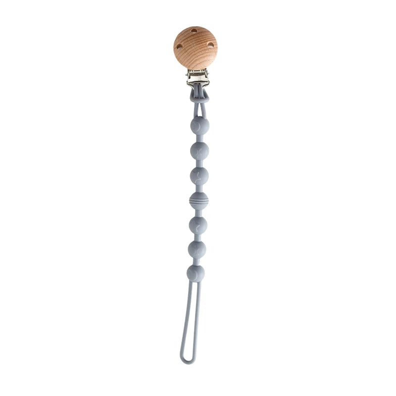 Kidslands® | Attache-tétine bois et perles de dentition – Clip sucette en bois de hêtre